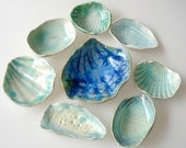 Ceramic seashell collection, instant collection, beach wedding favor,  aqua and turquoise blue