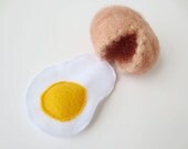 Felt Food Egg - Crackable Brown Egg - Interactive Kitchen Toy
