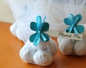 Unique Wedding Favor Plantable Recycled Paper Seed Bomb r - Turquoise Blue Hydrangea Paper Flower - Trendy  Wedding Guest Gifts