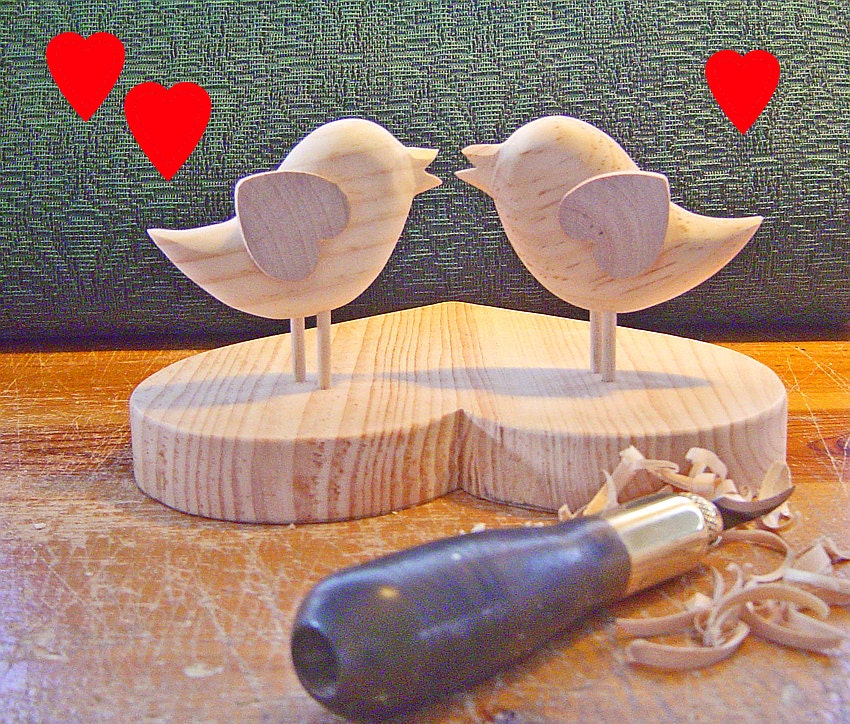 DIY - WEDDING CAKE Topper - Etsy Wedding - Two Little Birds on a Heart Base - So In Love - Ready to Finish Your Way