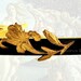 Flower Tie Clip Alligator Style Tie Bar Accent Victorian Orchid Blossom Inlaid in Black Enamel