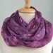Infinity scarf purple silk devore hand dyed
