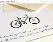 SALE Fathers Day Card. Dads Birthday Card. Thanks Dad for teaching how to ride a bike...