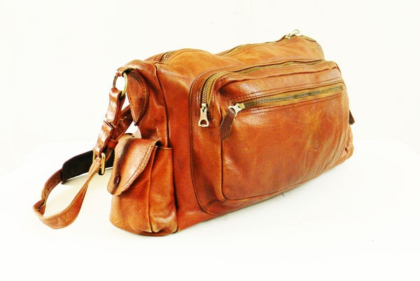 AUTHENTIC Vintage Leather Bag Large Carry On