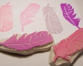 Feather Duo Rubber Stamp Set - Two Hand Carved Stamps