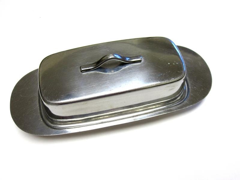 Stainless Steel Butter Dish Metal Covered by sweetie2sweetie