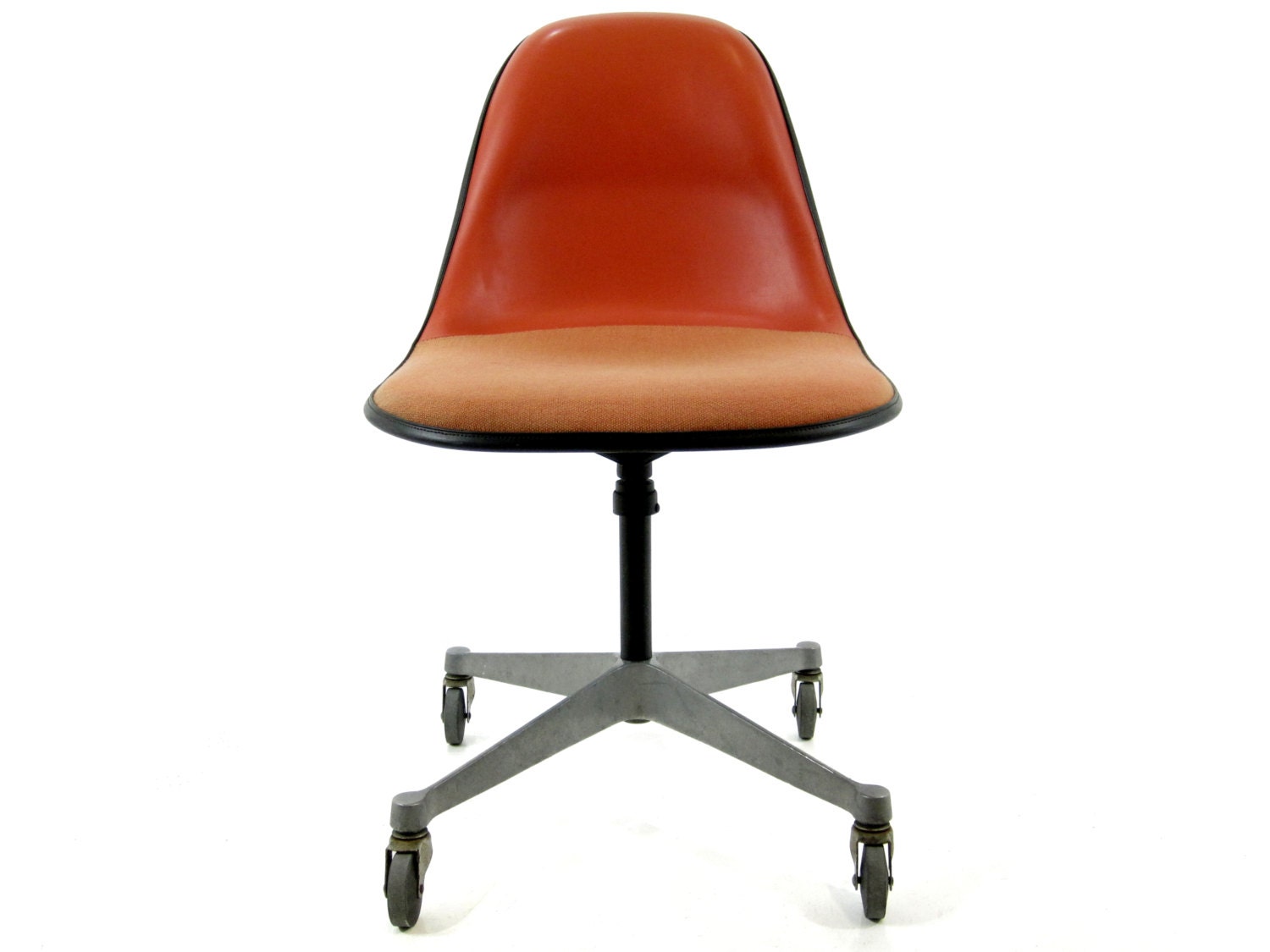 Eames Herman Miller Secretarial PSCA Shell Chair in Orange Alexander Girard Upholstery