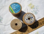 Cool Vintage Large Wooden Thread Spools Belding Corticelli Clark's Conso Button & carpet black brown partial sewing crafts