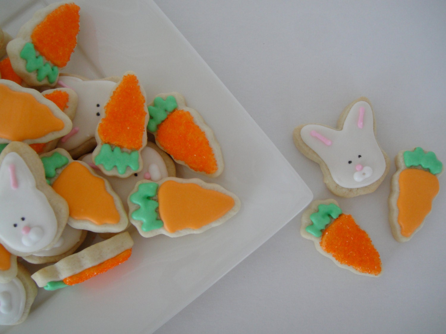 Carrots and Bunnies Iced Sugar Cookies - Oh So Small - Mini (3 Dozen)