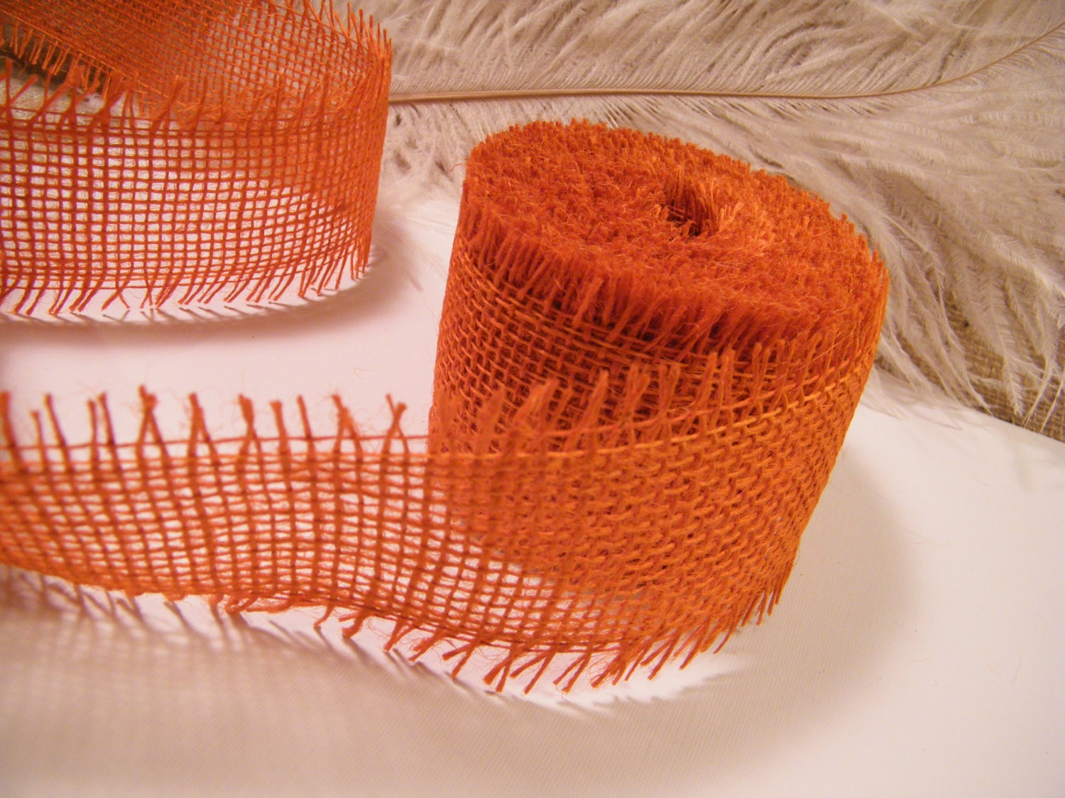 Orange Burlap Ribbon - 2 3/4" Wide - 10 yard Roll - Rustic Woodland Wedding Supplies -Loose Jute Natural - DIY Bows - Rustic Decor