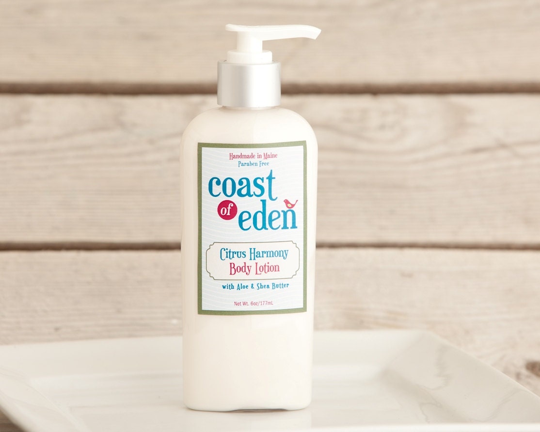 TRAVEL Body Lotion Citrus Harmony Aloe & Shea Butter - Natural - Handmade in Maine - 2oz - eden - Organic Sample