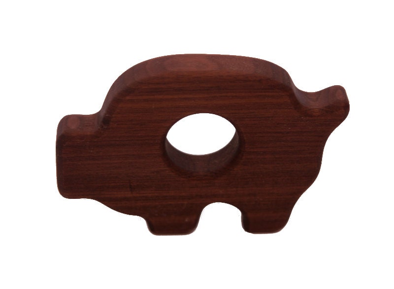 Baby Teething Toy - Organic Wood Pig Baby Teether
