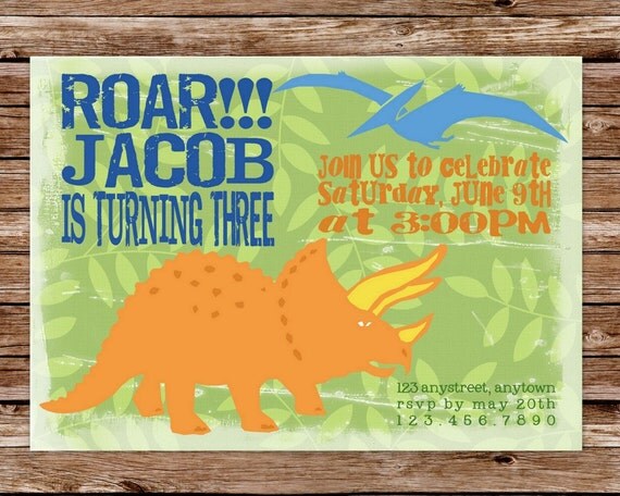 Custom Printable Dinosaur Birthday Invitation Il_570xn