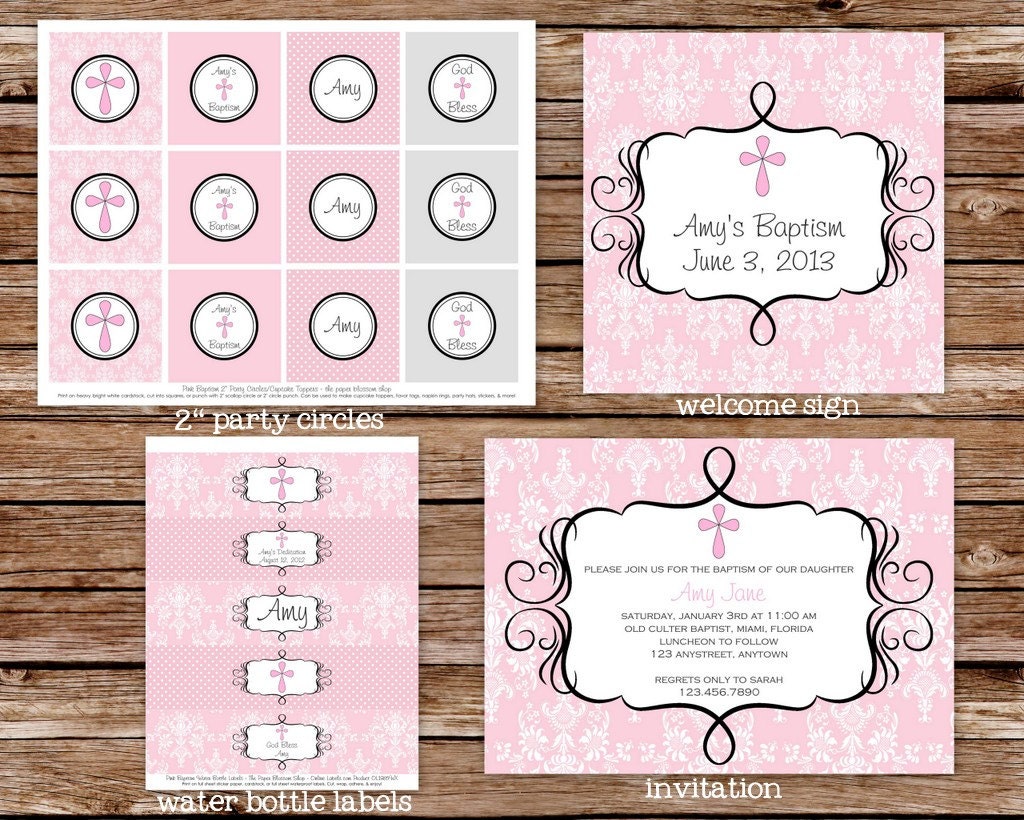 Printable Pink Baby Girl Dedication, Christening, or BAPTISM Party Package Il_570xn