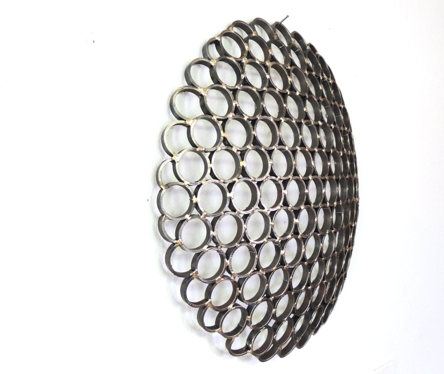 Round Wall Art, Industrial Art, Round Metal Bowl, Functional Table Top Sculpture, Circles, Abstract Sculpture, Minimalist Art