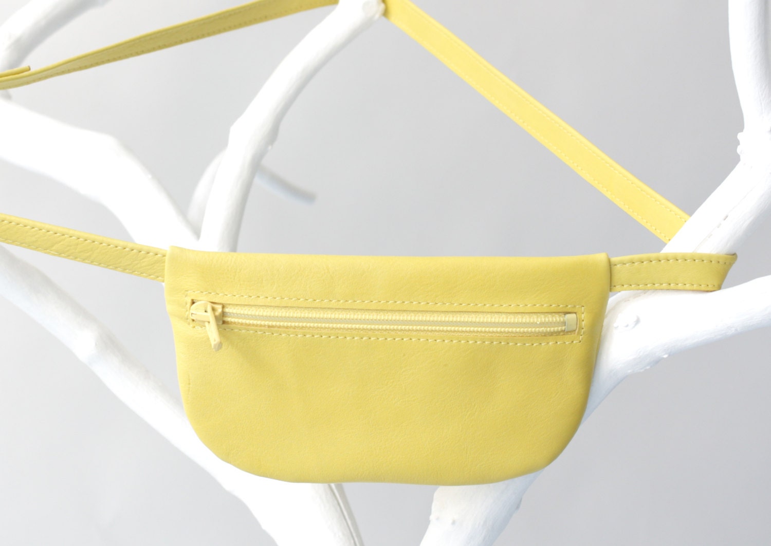 Genuine Leather Belt Bag Small in Lemon, Fanny Pack, Hip Bag