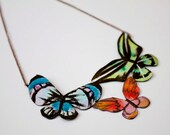 Hand painted butterflies necklace