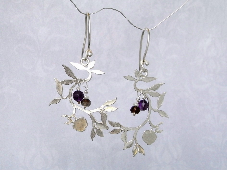 Delicate, Sterling Silver Apple Branch Earings