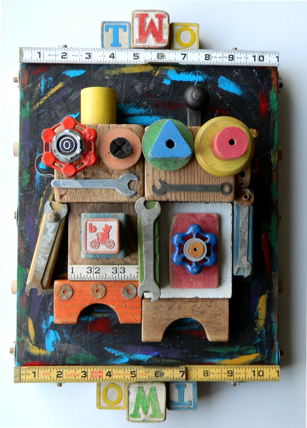 Recycled Art Assemblage  -   "Two"  -   Original Mixed Media