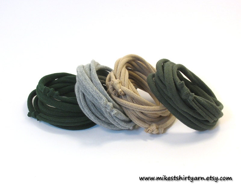 T Shirt Yarn Loops to wear as a Bracelet or Necklace - Camouflage Military Colors - Upcycled Fashion