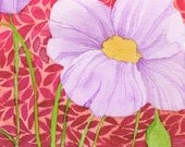 Lavender Poppies on red patterns