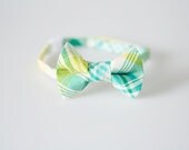 Baby Bow Tie - Aqua, Teal, and Yellow Plaid - Boys Bowtie