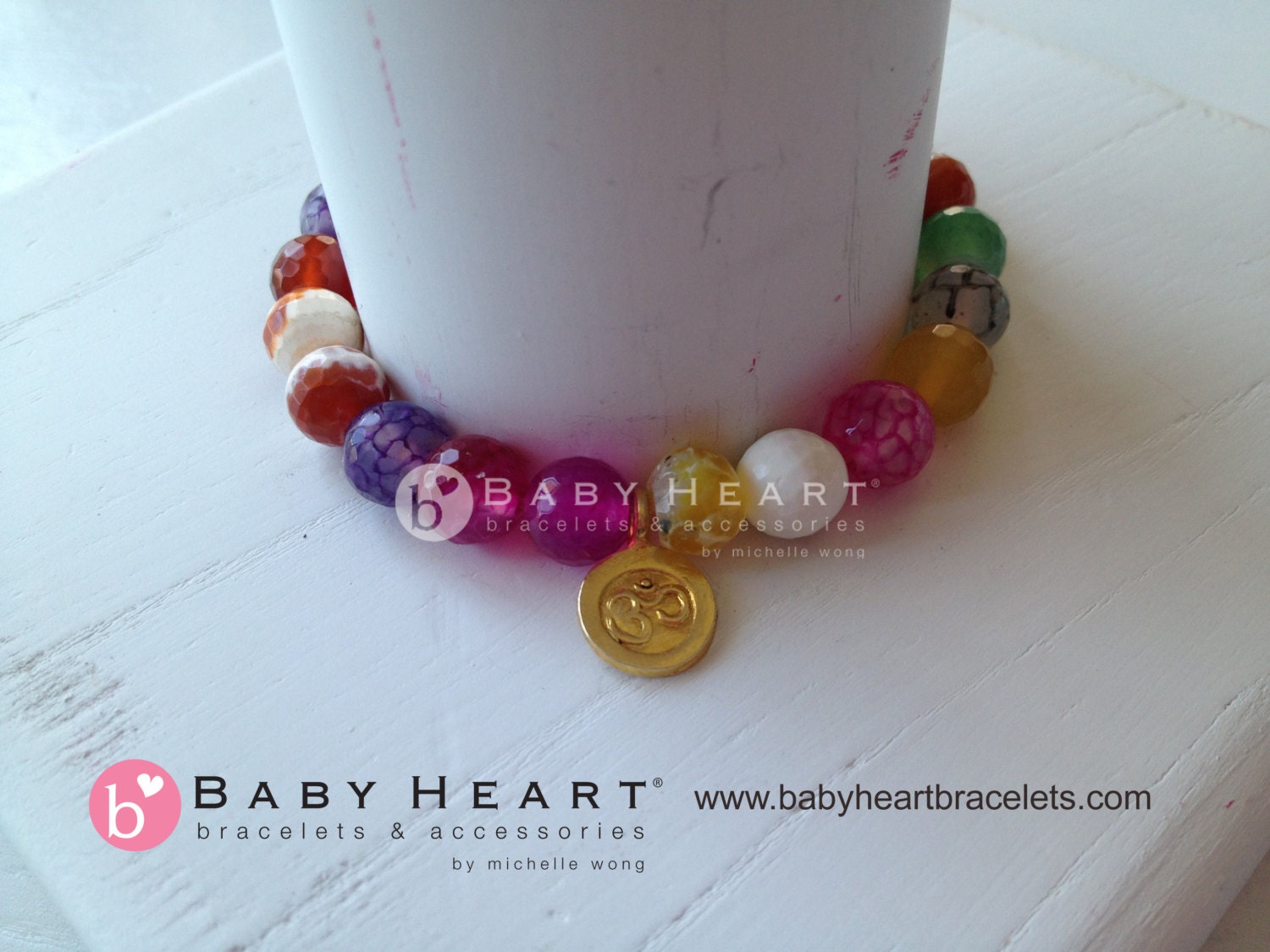 COLOR ME HAPPY rainbow om charm bracelet