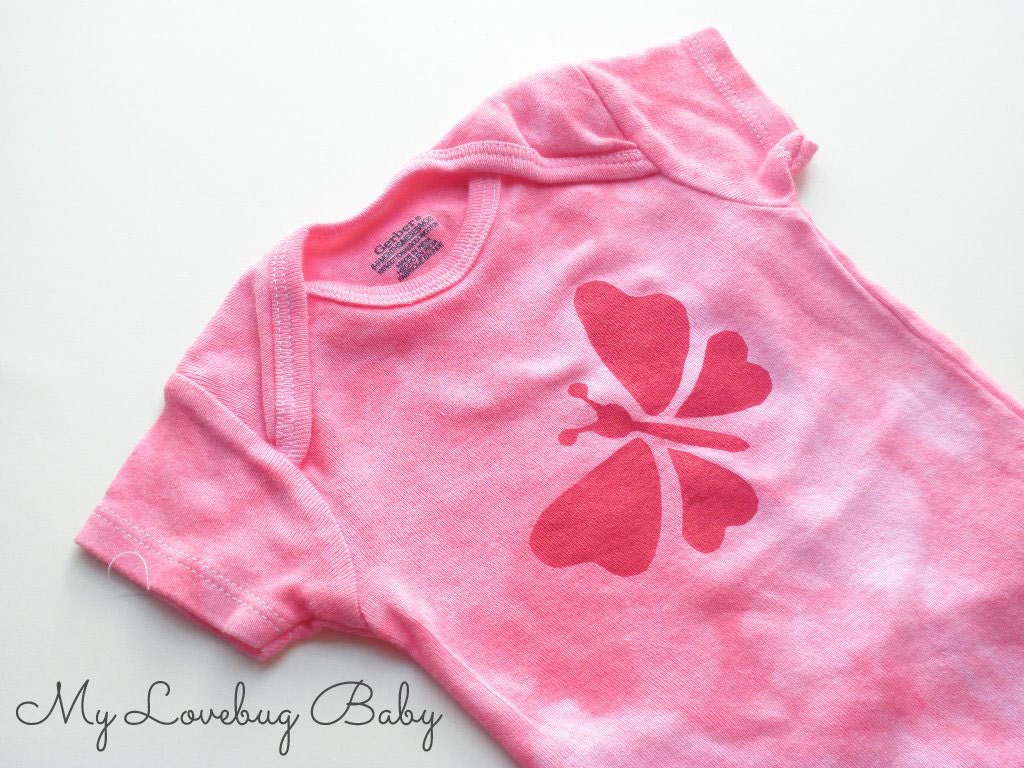 Pink Butterfly Onesie - Hand Dyed & Painted