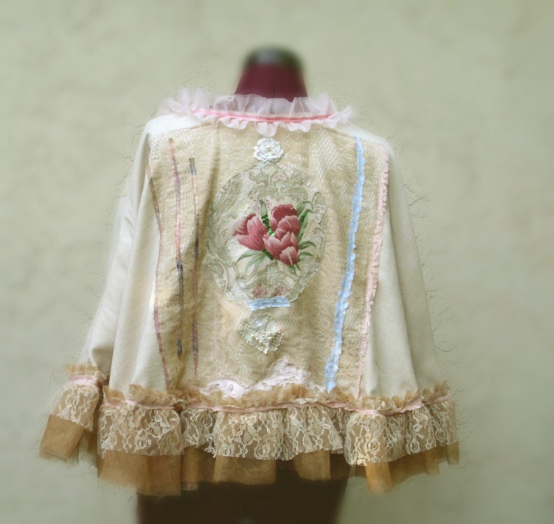 Romantic Victorian Cape Designed by KheGreen Bohemian French Country Eco Friendly Made to Order only