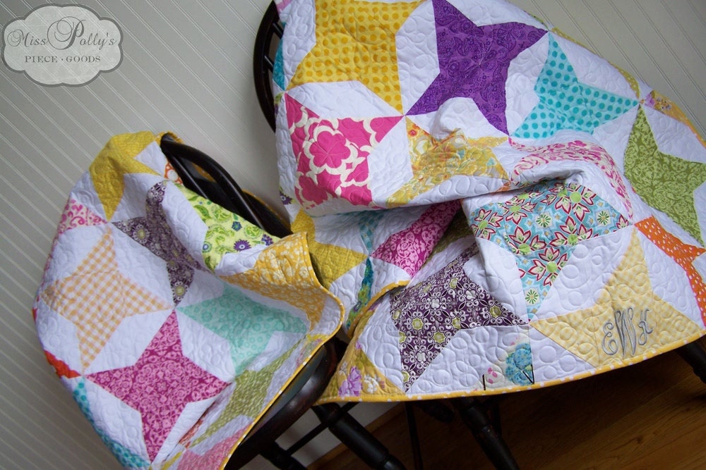 Baby Crib Bedding- Design Your Own Baby and Toddler Quilt in Fabrics You Choose- Star