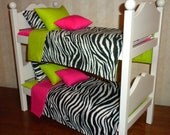 Pink, Lime Zebra Bunk Bed for the American Girl or 18 in Doll