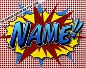 11x14 Personalized Pop Art Print. Great personalized guy gift. Coordinates well with the current Pottery Barn kids line.
