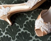SALE Lace wedding shoes embellished with floral Venice lace