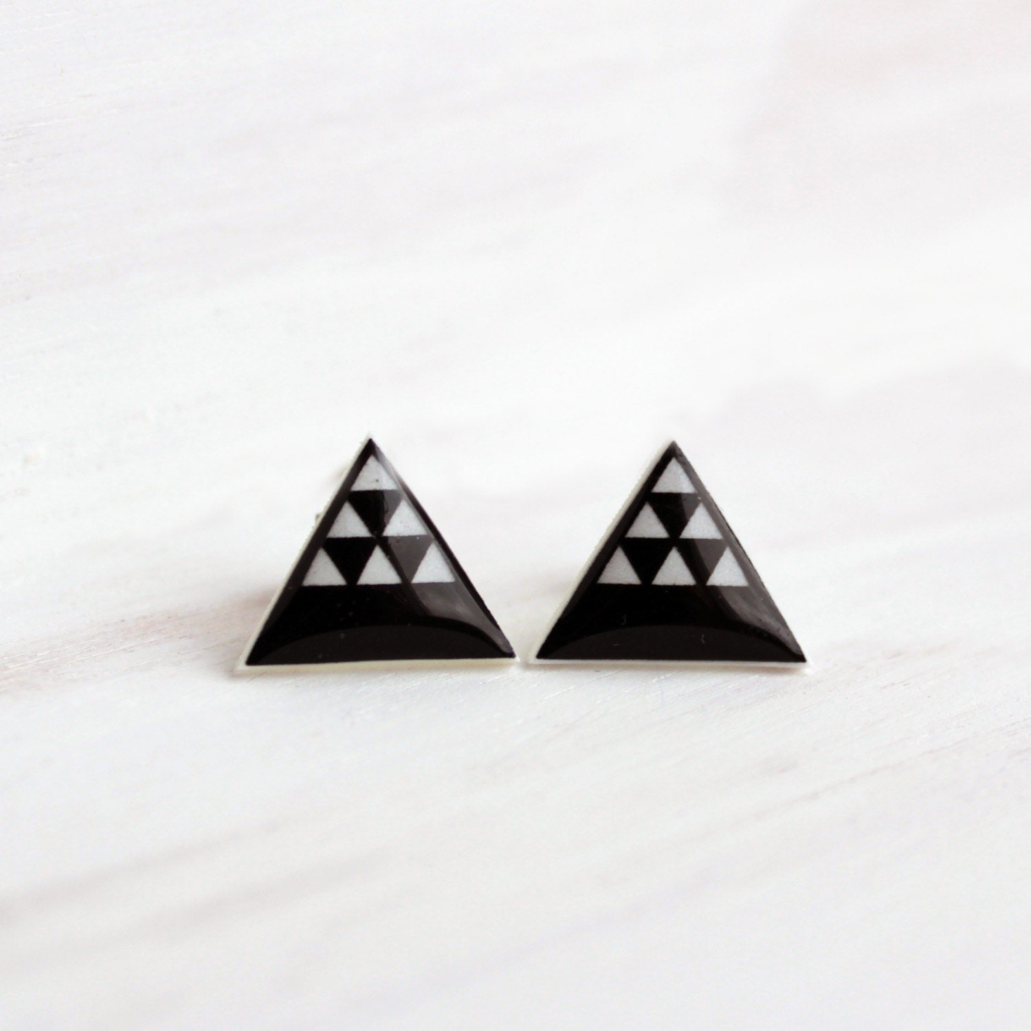 Raven Black Desert Dune Triangle Stud Earrings
