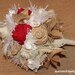 Red, Tan, and White Burlap Roses Bridal Wedding Bouquet and Boutonniere Burlap and Vintage Lace Flowers