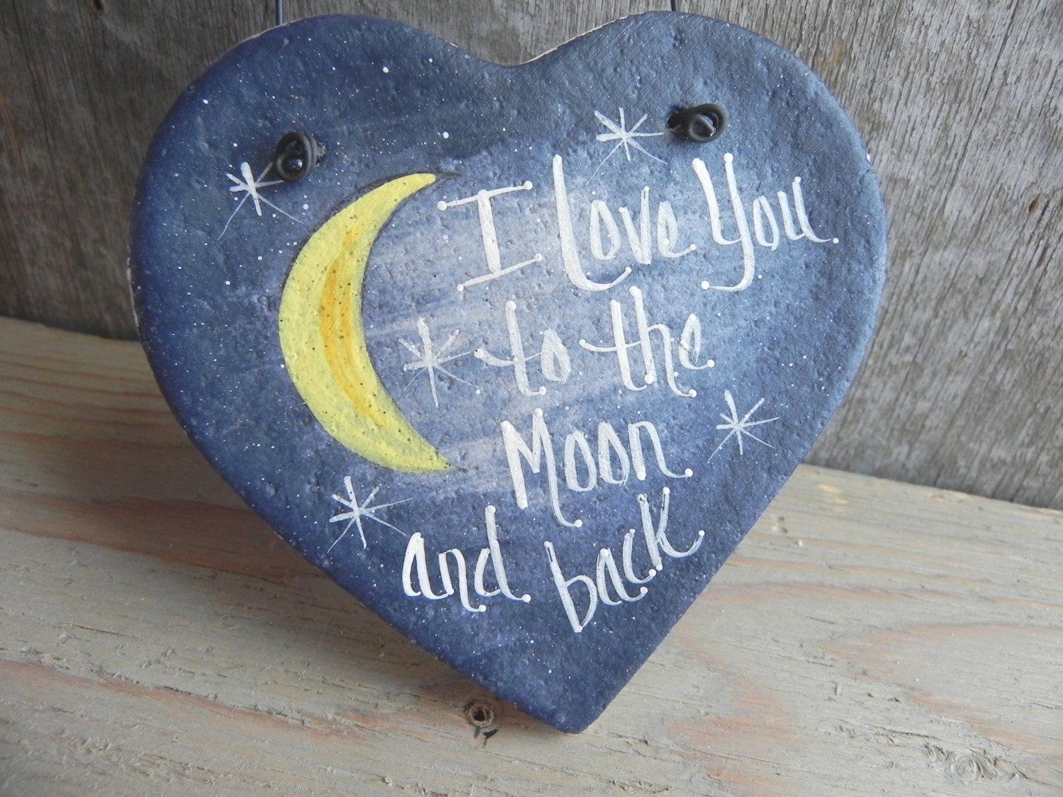 Salt Dough Heart I Love You to the Moon and Back Ornament