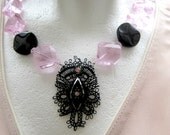 Shabby Chic Pink and Black Necklace