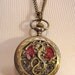Not just a DRAGON, it's a Wicked Wings Wyvern Watch Necklace,blood red, hand painted, sparkly wings,mythical,gothic,medieval,renaissance