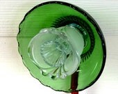 Glass garden art flower, suncatcher, glass sculpture, garden ornament, green glass, glass wall decor