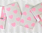 6 teeny tiny miniature square pink grey heart mini envelope note card sets stationery party favors weddings guest book table number