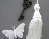 Skeleton Key with White Tassle- Key to My Heart