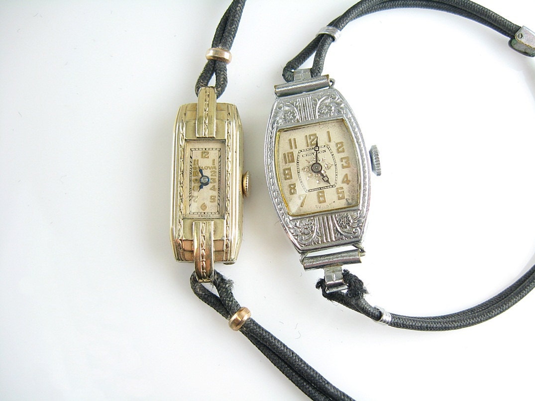 Vintage Art Deco Watch Ladies Bulova 10K Gold by bohemiantrading