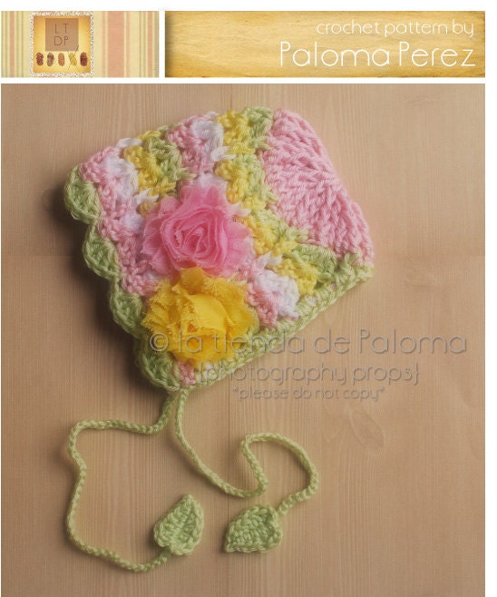 INSTANT DOWNLOAD - Primavera Bonnet Crochet Pattern - Crochet Baby Bonnet  Pattern - Baby hat crochet pattern