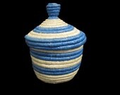 Blue and White Hand Woven Basket