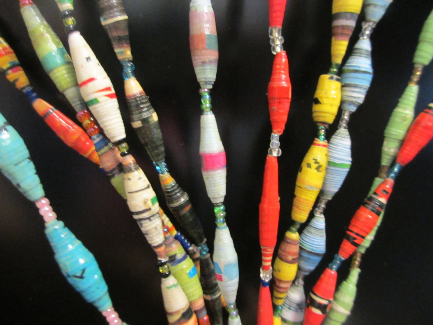 Long Paper Bead Necklaces