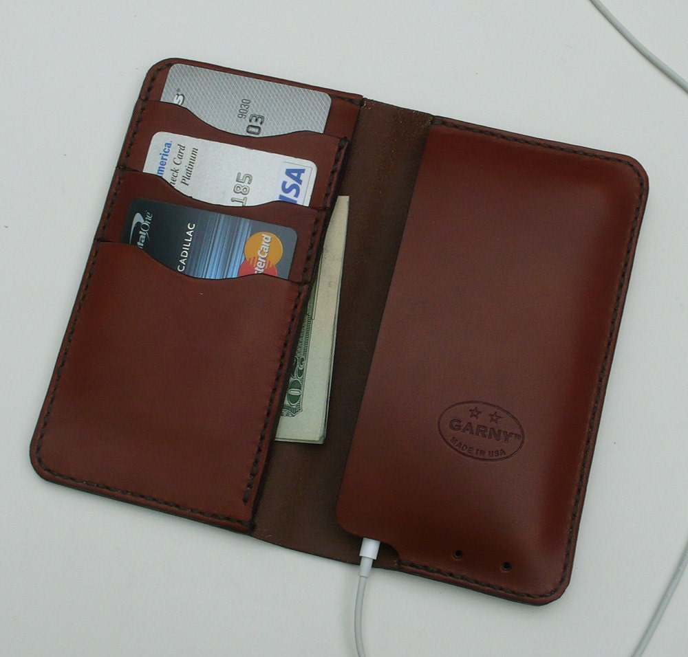 iPhone 5  Leather wallet, No. 75, Russet Brown  - by GARNY - Free Shipping - bl