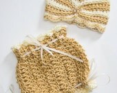 Little Lacy Bloomers and turban style cloche, vintage inspired pants set