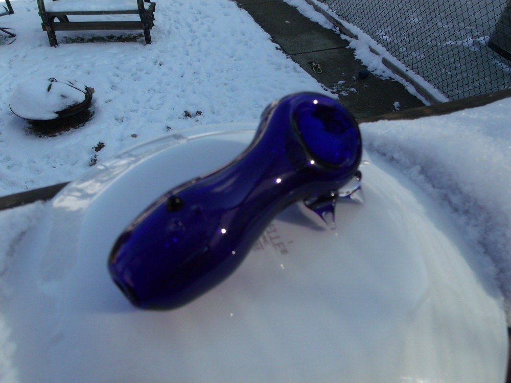 Simple Blue Glass Tobacco Pipe