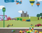 Train Stencils for Boys Room Wall Mural, Transportation Theme Stencils- FREE SHIPPING (USA)
