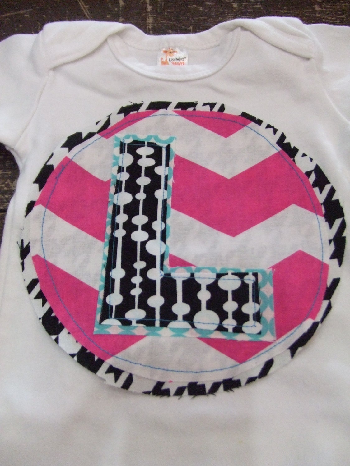 Initial onesie, gown, or shirt